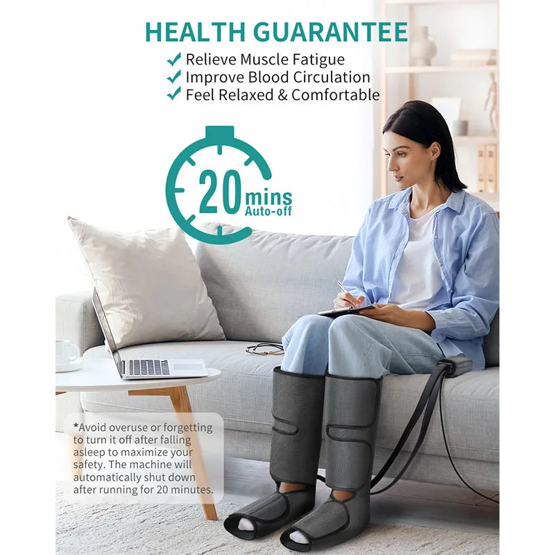 Nekteck Leg Massager Air Compression Calf Wraps Air Pressure Massage for Blood Circulation and Relaxation Lymphatic Drainage